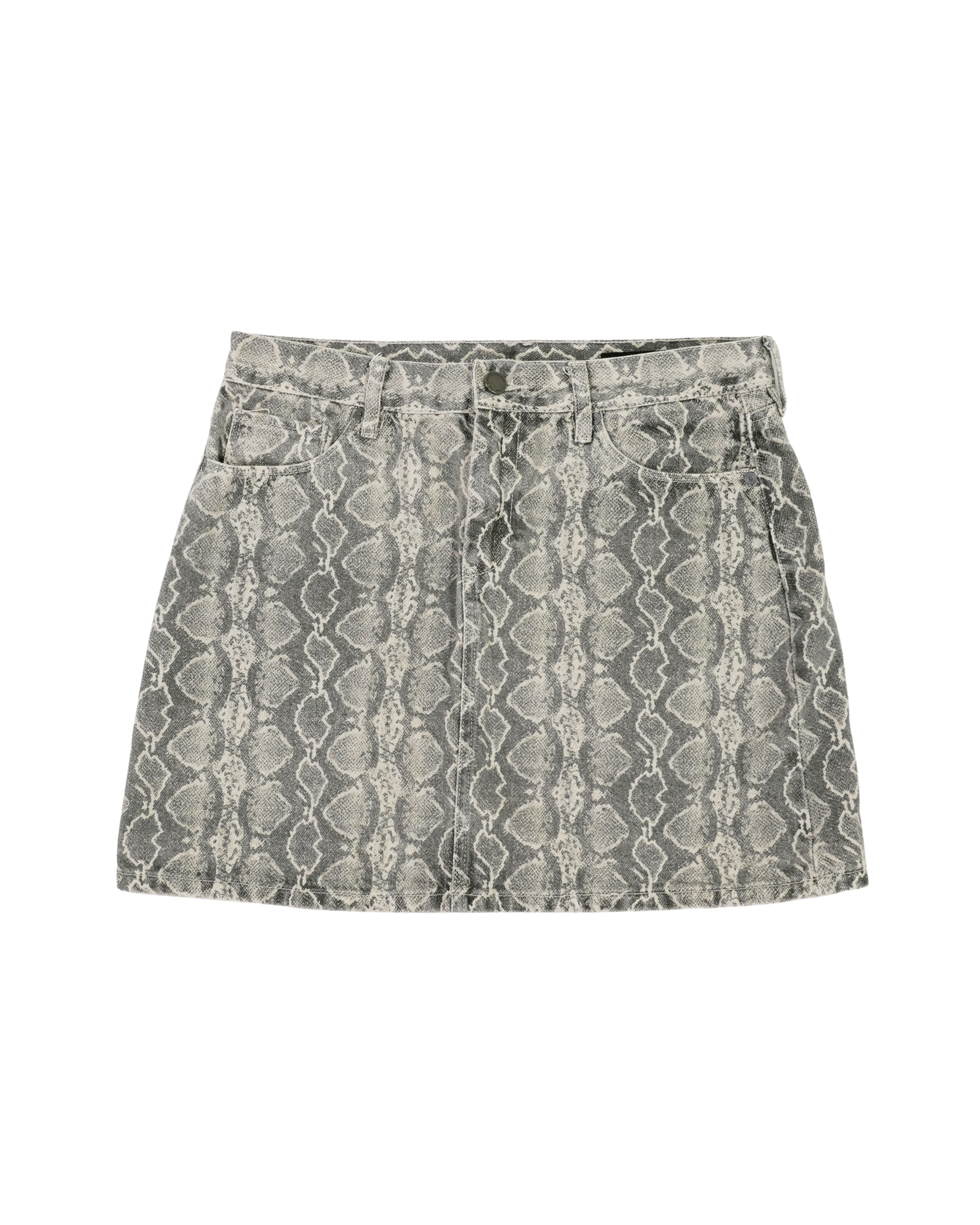 2010s Blank NYC Cream Black Snake Print Mini Skirt